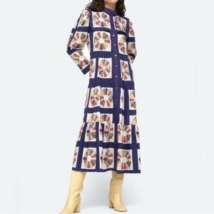 Sea New York Pippin Quilted Cottage Patchwork Coquette Tiered Drop Waist Dress S